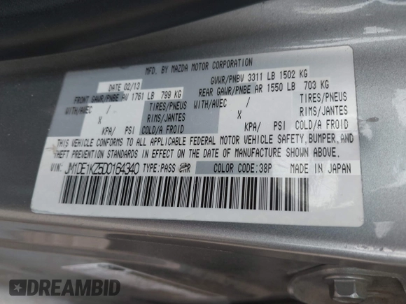 2013 Mazda 2 Sport z VIN JM1DE1KZ5D0164340, wystawiony jako IAAI lot #42280453 z przebiegiem 132 100 mil mil oraz . Historia ofert i sprzedaży dostępna na DreamBid. Obrazek 9.