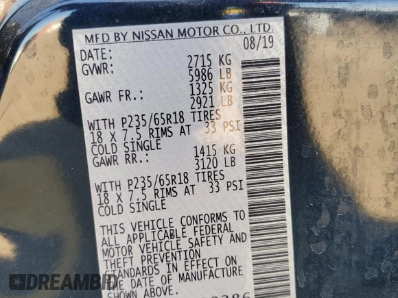 2020 Infiniti QX60 Luxe with VIN 5N1DL0MM5LC508386, listed as a Copart auction lot 48911085 with 95,111 mi miles and Salvage Title. Bid and sale history available at DreamBid. Image 15.