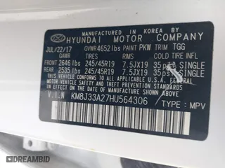 2017 Hyundai Tucson Value with VIN KM8J33A27HU564306, listed as a IAAI auction lot 40983257 with 53,590 mi miles. Bid and sale history available at carsss.com. Image 9.