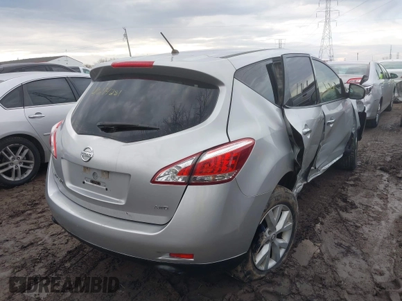 2012 Nissan Murano SL with VIN JN8AZ1MW3CW220060, listed as a IAAI auction lot 41674281 with 135,030 mi miles and . Bid and sale history available at DreamBid. Image 4.