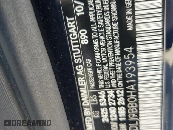 2017 Mercedes-Benz CLS 550 с VIN WDDLJ9BB0HA193954, выставлен на аукционе Copart как лот 51209885 с пробегом 60 662 миль миль и Списание • Salvage title. История ставок и продаж доступна на DreamBid. Изображение 15.