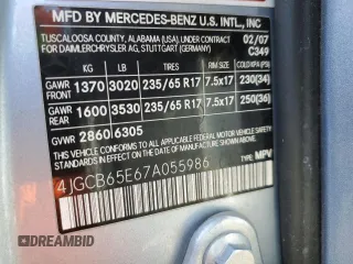 2007 Mercedes-Benz R-Class 3.5L with VIN 4JGCB65E67A055986, listed as a Copart auction lot 42439415 with 129,719 mi miles and Salvage Title. Bid and sale history available at carsss.com. Image 13.