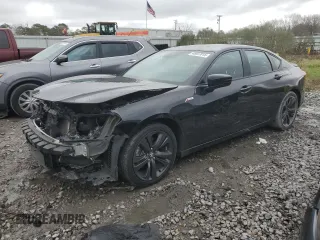 2021 Acura TLX w/A-Spec Package with VIN 19UUB5F50MA003297, listed as a Copart auction lot 45027015 with 37,684 mi miles and Salvage Title. Bid and sale history available at carsss.com. Image 1.