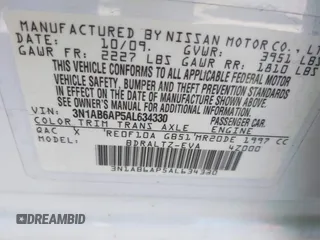 2010 Nissan Sentra S with VIN 3N1AB6AP5AL634330, listed as a IAAI auction lot 41603677 with 168,717 mi miles and . Bid and sale history available at DreamBid. Image 9.