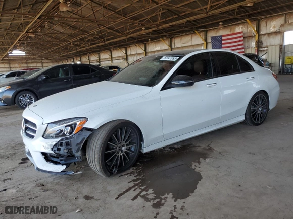 2018 Mercedes-Benz C-Class C 300 with VIN WDDWF4JB1JR397558, listed as a Copart auction lot 52547895 with 46,339 mi miles and Salvage Title. Bid and sale history available at carsss.com. Image 1.