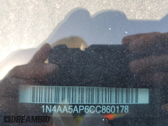 2012 Nissan Maxima SV with VIN 1N4AA5AP6CC860178, listed as a Copart auction lot 57083185 with 89,285 mi miles and Salvage title. Bid and sale history available at DreamBid. Image 12.