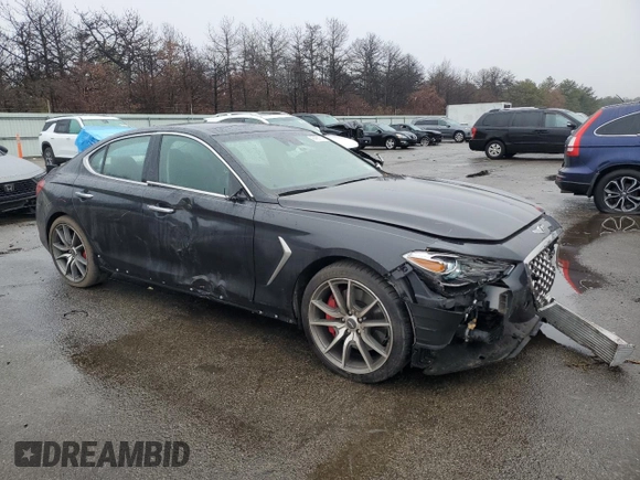 2021 Genesis G70 3.3T with VIN KMTG74LE8MU071729, listed as a Copart auction lot 43466165 with 18,760 mi miles and Salvage Title. Bid and sale history available at carsss.com. Image 4.