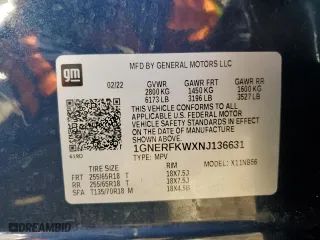 2022 Chevrolet Traverse LS with VIN 1GNERFKWXNJ136631, listed as a Copart auction lot 50404255 with 65,325 mi miles and Salvage Title. Bid and sale history available at carsss.com. Image 13.