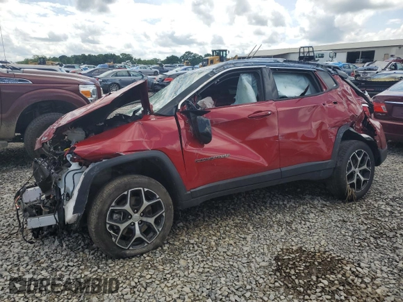 2024 Jeep Compass Limited z VIN 3C4NJDCN4RT172887, wystawiony jako Copart lot #58744795 z przebiegiem Nie podano mil oraz Czysty tytuł • Clean title. Historia ofert i sprzedaży dostępna na DreamBid. Obrazek 1.