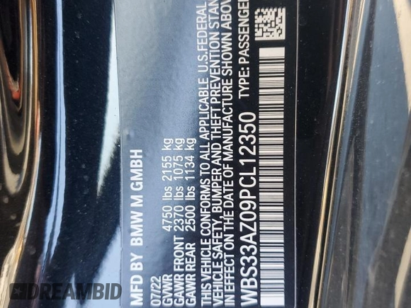 2023 BMW M4 Competition with VIN WBS33AZ09PCL12350, listed as a Copart auction lot 76828464 with 16,545 mi miles and Salvage Title. Bid and sale history available at carsss.com. Image 12.