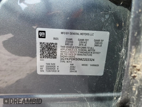 2021 Cadillac XT6 Premium Luxury with VIN 1GYKPDRS0MZ222324, listed as a Copart auction lot 72393254 with 11,847 mi miles and Salvage Title. Bid and sale history available at carsss.com. Image 13.