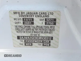 2012 Jaguar XJ Supercharged with VIN SAJWA2GE0CMV30312, listed as a IAAI auction lot 42722598 with 133,685 mi miles and . Bid and sale history available at DreamBid. Image 9.