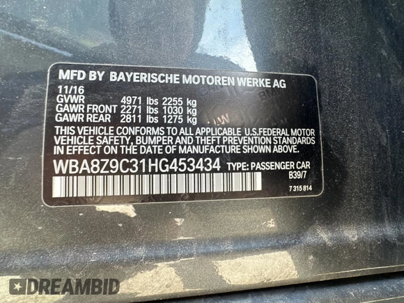 2017 BMW 3 Series 330i xDrive with VIN WBA8Z9C31HG453434, listed as a Copart auction lot 47003845 with 106,853 mi miles and Clean Title. Bid and sale history available at carsss.com. Image 10.