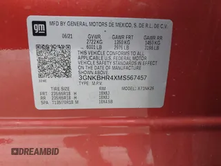 2021 Chevrolet Blazer LT с VIN 3GNKBHR4XMS567457, выставлен на аукционе IAAI как лот 41133024 с пробегом 48 422 миль миль и . История ставок и продаж доступна на DreamBid. Изображение 9.