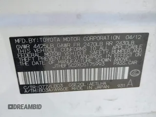 2012 Lexus IS 250 z VIN JTHBF5C2XC5175993, wystawiony jako IAAI lot #42467891 z przebiegiem 207 334 mil mil oraz . Historia ofert i sprzedaży dostępna na DreamBid. Obrazek 9.