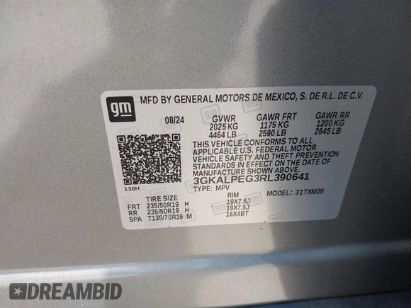 2024 GMC Terrain SLT with VIN 3GKALPEG3RL390641, listed as a IAAI auction lot 42209884 with 8,193 mi miles and . Bid and sale history available at DreamBid. Image 9.