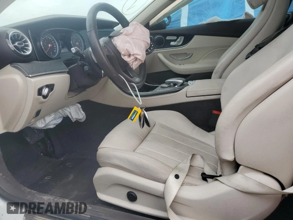 2018 Mercedes-Benz E 400 with VIN WDD1K6FB2JF033614, listed as a Copart auction lot 59001335 with 58,514 mi miles and Salvage title. Bid and sale history available at DreamBid. Image 7.
