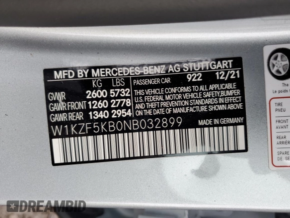 2022 Mercedes-Benz E 450 z VIN W1KZF5KB0NB032899, wystawiony jako Copart lot #82189393 z przebiegiem 16 372 mil mil oraz . Historia ofert i sprzedaży dostępna na DreamBid. Obrazek 12.
