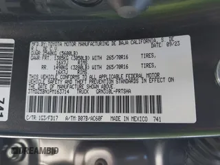 2023 Toyota Tacoma SR5 z VIN 3TMDZ5BN1PM163714, wystawiony jako IAAI lot #41814446 z przebiegiem 14 069 mil mil oraz . Historia ofert i sprzedaży dostępna na DreamBid. Obrazek 9.