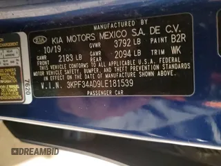 2020 Kia Forte GT-Line with VIN 3KPF34AD9LE181539, listed as a Copart auction lot 46827965 with 86,604 mi miles and Salvage Title. Bid and sale history available at carsss.com. Image 14.
