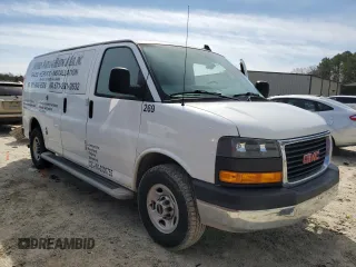 2020 GMC Savana Cargo Van with VIN 1GTW7AFG0L1247517, listed as a Copart auction lot 48102335 with 57,243 mi miles and Salvage Title. Bid and sale history available at carsss.com. Image 4.