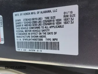 2019 Honda Odyssey EX-L with VIN 5FNRL6H74KB073086, listed as a Copart auction lot 46081795 with 61,323 mi miles and Salvage Title. Bid and sale history available at carsss.com. Image 13.