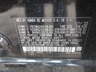2024 Honda HR-V EX-L with VIN 3CZRZ2H75RM716780, listed as a IAAI auction lot 42476438 with 11,605 mi miles and . Bid and sale history available at DreamBid. Image 9.