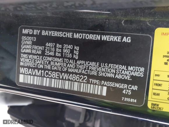 2014 BMW X1 sDrive28i with VIN WBAVM1C58EVW48622, listed as a IAAI auction lot 41531855 with 90,102 mi miles. Bid and sale history available at carsss.com. Image 9.