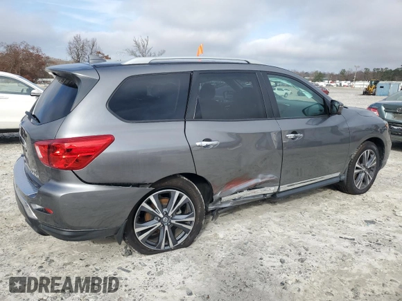 2020 Nissan Pathfinder Platinum with VIN 5N1DR2DM8LC597929, listed as a Copart auction lot 85009934 with 72,294 mi miles and Salvage Title. Bid and sale history available at carsss.com. Image 3.