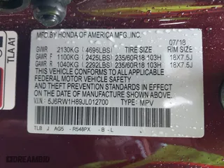 2018 Honda CR-V EX-L with VIN 5J6RW1H89JL012700, listed as a IAAI auction lot 41961763 with 69,575 mi miles. Bid and sale history available at carsss.com. Image 9.