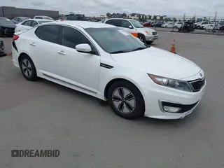 2012 Kia Optima Hybrid with VIN KNAGM4AD7C5013599, listed as a IAAI auction lot 41895083 with 118,181 mi miles. Bid and sale history available at carsss.com. Image 1.