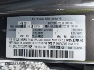 2018 Mazda 6 Grand Touring with VIN JM1GL1TYXJ1301545, listed as a IAAI auction lot 41131114 with 34,089 mi miles and . Bid and sale history available at DreamBid. Image 9.