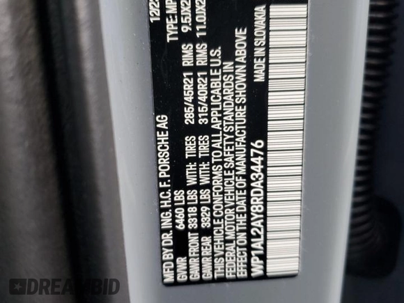 2024 Porsche Cayenne S z VIN WP1AL2AY8RDA34476, wystawiony jako Copart lot #85162734 z przebiegiem 15 203 mil mil oraz Szkoda całkowita • Salvage title. Historia ofert i sprzedaży dostępna na DreamBid. Obrazek 13.