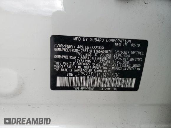 2020 Subaru Forester with VIN JF2SKADC1LH425005, listed as a Copart auction lot 49244375 with 32,177 mi miles and Salvage Title. Bid and sale history available at carsss.com. Image 16.