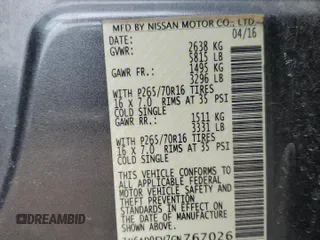 2016 Nissan Frontier SV with VIN 1N6AD0FV7GN767026, listed as a Copart auction lot 44889855 with 58,532 mi miles and Salvage title. Bid and sale history available at DreamBid. Image 12.