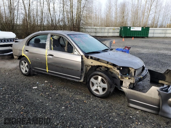2004 Honda Civic EX with VIN 2HGES26844H564522, listed as a Copart auction lot 48736005 with 179,705 mi miles and Salvage title. Bid and sale history available at DreamBid. Image 4.