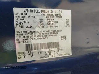 2004 Ford Explorer Sport Trac XLS z VIN 1FMZU67K64UB52672, wystawiony jako IAAI lot #42042467 z przebiegiem 230 135 mil mil oraz . Historia ofert i sprzedaży dostępna na DreamBid. Obrazek 9.