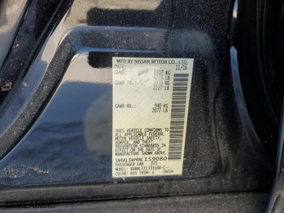 2017 Nissan Altima 2.5 SL with VIN 1N4AL3AP4HC159080, listed as a Copart auction lot 45314025 with 13,906 mi miles and Salvage Title. Bid and sale history available at carsss.com. Image 12.