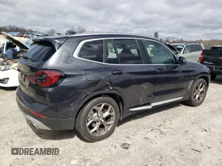 2022 BMW X3 xDrive30i with VIN 5UX53DP07N9K59614, listed as a Copart auction lot 45942415 with 27,961 mi miles and Salvage Title. Bid and sale history available at DreamBid. Image 3.