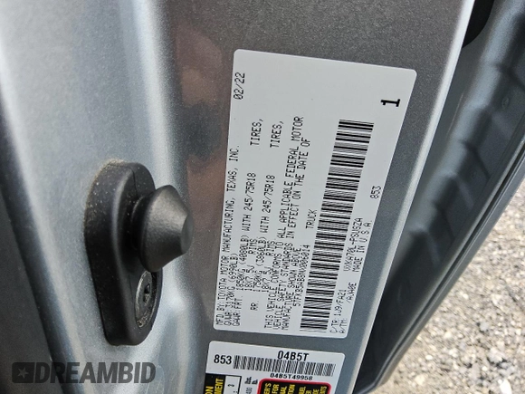 2022 Toyota Tundra 2WD SR with VIN 5TFKB5AB8NX006014, listed as a Copart auction lot 50787525 with 78,712 mi miles and Clean Title. Bid and sale history available at carsss.com. Image 13.