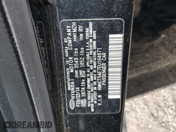 2014 Hyundai Accent GS with VIN KMHCT5AE7EU164871, listed as a Copart auction lot 51060725 with Not Provided miles and Salvage Title. Bid and sale history available at carsss.com. Image 13.