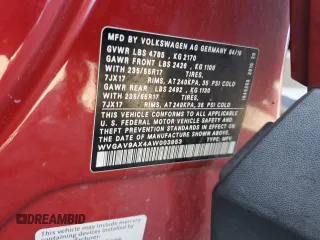 2010 Volkswagen Tiguan with VIN WVGAV9AX4AW003953, listed as a Copart auction lot 48369585 with 108,467 mi miles and Salvage Title. Bid and sale history available at DreamBid. Image 13.