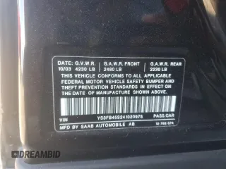 2004 Saab 9-3 Linear with VIN YS3FB45S241020975, listed as a Copart auction lot 83690674 with 160,763 mi miles and Salvage Title. Bid and sale history available at carsss.com. Image 12.