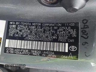 2004 Toyota Prius with VIN JTDKB20U040025391, listed as a IAAI auction lot 41913922 with 115,860 mi miles. Bid and sale history available at carsss.com. Image 9.