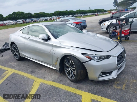 2020 Infiniti Q60 Luxe with VIN JN1EV7EK5LM340383, listed as a IAAI auction lot 40920550 with 59,690 mi miles and . Bid and sale history available at carsss.com. Image 1.
