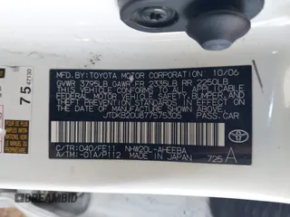 2007 Toyota Prius with VIN JTDKB20U877575305, listed as a IAAI auction lot 42130018 with 245,146 mi miles and . Bid and sale history available at DreamBid. Image 9.