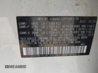 2020 Subaru Outback Premium с VIN 4S4BTACC4L3245667, выставлен на аукционе IAAI как лот 42123888 с пробегом 49 686 миль миль и . История ставок и продаж доступна на DreamBid. Изображение 9.