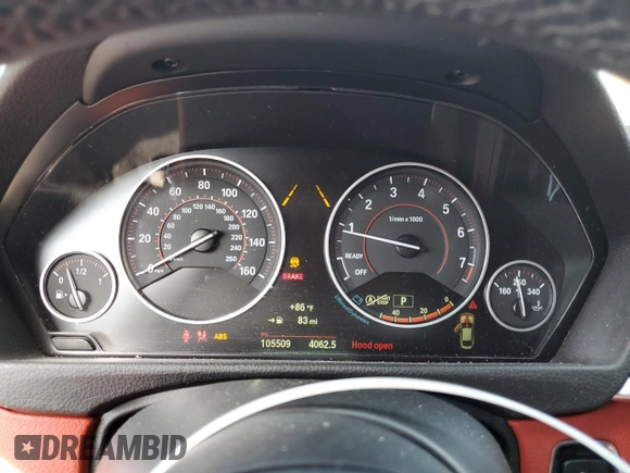 2015 BMW 4 Series 435i xDrive with VIN WBA4B3C51FGV48297, listed as a Copart auction lot 60950394 with 105,509 mi miles and Salvage Title. Bid and sale history available at DreamBid. Image 9.