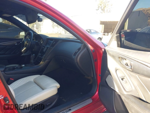 2021 Infiniti Q50 Red Sport 400 with VIN JN1FV7DP3MM850783, listed as a IAAI auction lot 41335175 with 59,113 mi miles and . Bid and sale history available at DreamBid. Image 5.