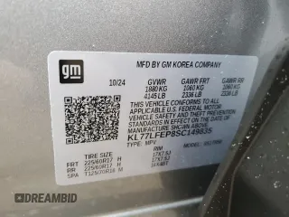 2025 Chevrolet Trax LS with VIN KL77LFEP8SC149835, listed as a Copart auction lot 44721905 with Not Provided miles and Salvage Title. Bid and sale history available at DreamBid. Image 14.